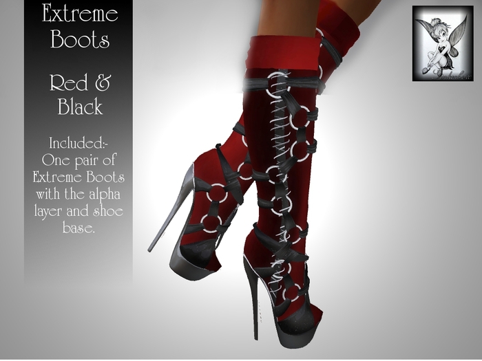 ~TB~ Extreme Ladies Fetish Boots - Black Shimmer