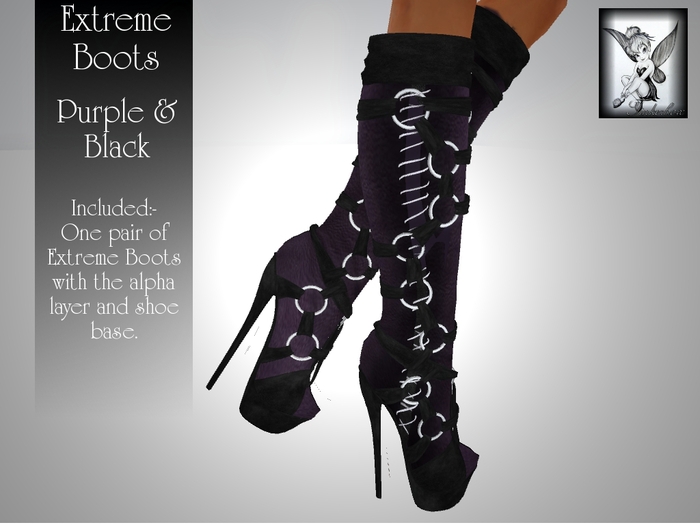 ~TB~ Extreme Ladies Fetish Boots - Purple & Black