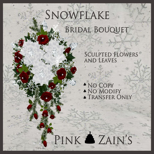 Snowflake Bridal Bouquet - White/Red [Box]