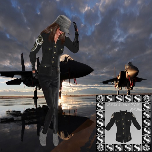 <S> Mesh Military Black Jacket