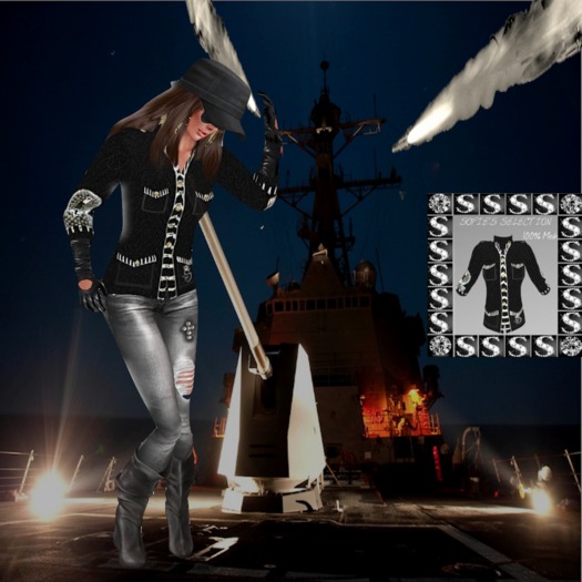 <S> Mesh Military Jacket (Black-WPT)