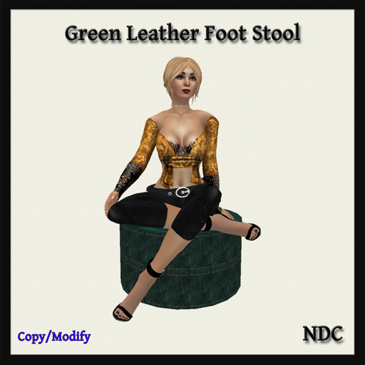 [NDC] Leather Foot Stool  - Green
