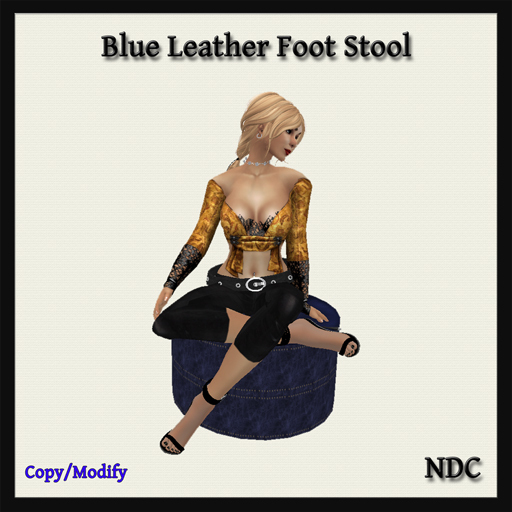 [NDC] Leather Foot Stool  - Blue