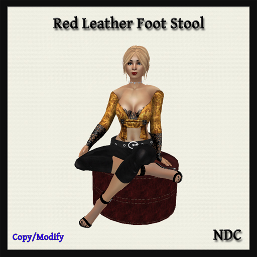 [NDC] Leather Foot Stool  - Red