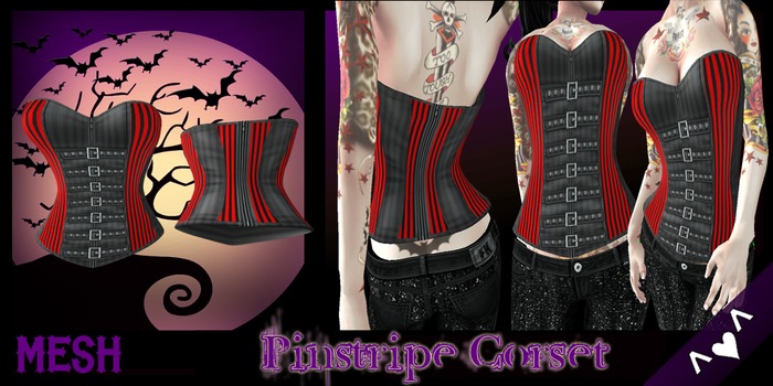 ^v^DRBC^v^Red Pinstripe Corset