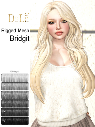 =DeLa*= Mesh Hair "Bridgit" Grays