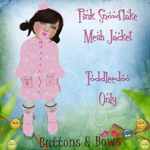 Buttons & Bows Pink snowflake mesh jacket set TD only