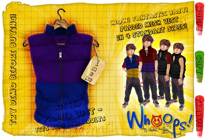 [Whoops!] - MESH Padded Vest (Purple/Blue) 