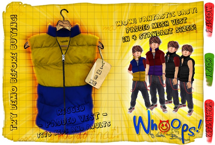 [Whoops!] - Mesh Padded Vest (Lellow/Blue) 