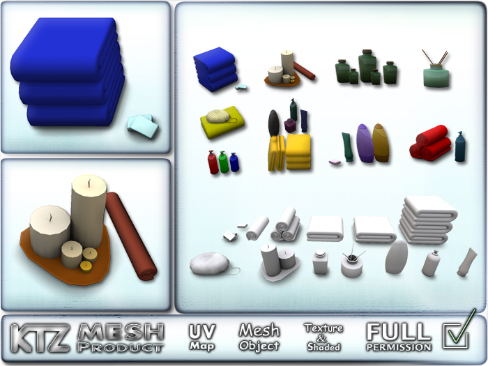 Mesh object - Full Permission ! Bathroom accessories, 1Prim per item!