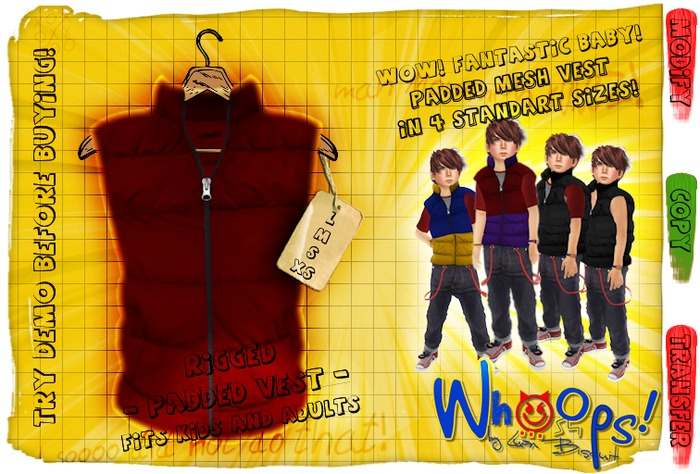 [Whoops!] - MESH Padded Vest (Red) 