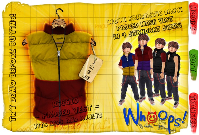 [Whoops!] - Padded Vest (Lellow/Red)