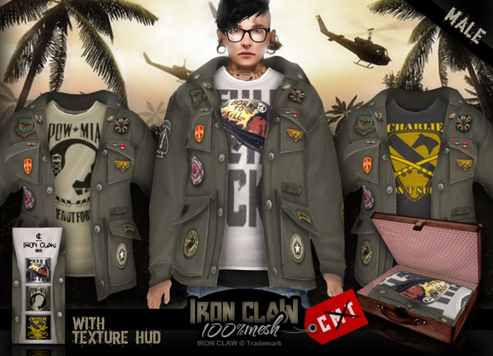 [IC] Rigged MESH Jacket .::Veteran::. w/T-shirt & HUD MALE *PROMO*!!!!