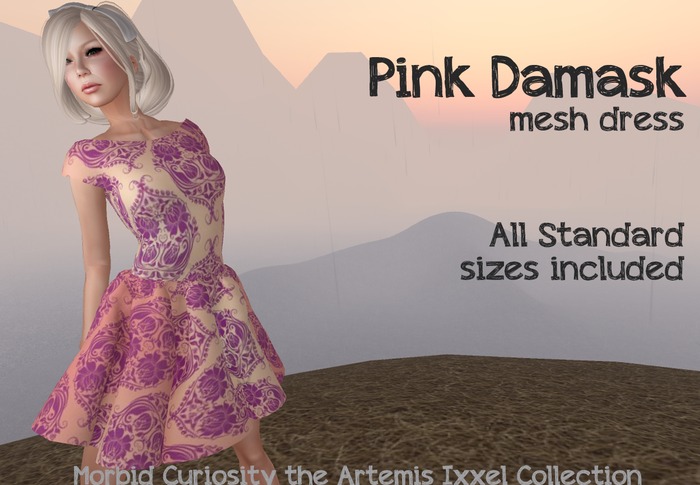 Morbid Curiosity Damask Pink Dress