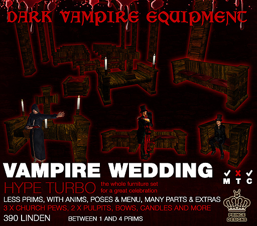 VAMPIRE WEDDING, CHURCH FURNITURE, LESS PRIMS