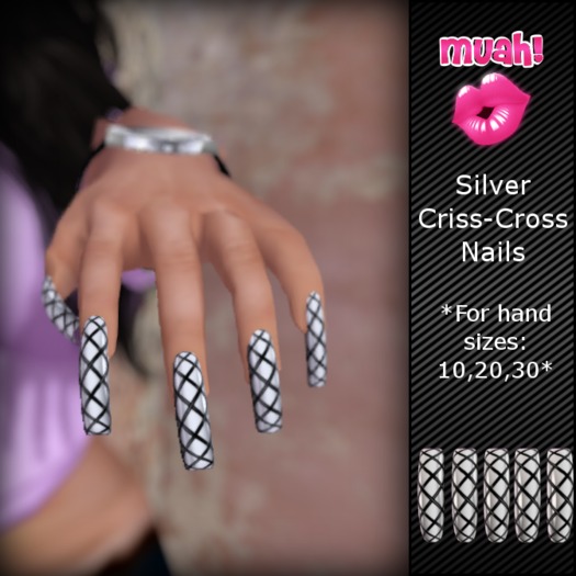 Muah! Silver Criss Cross Nails