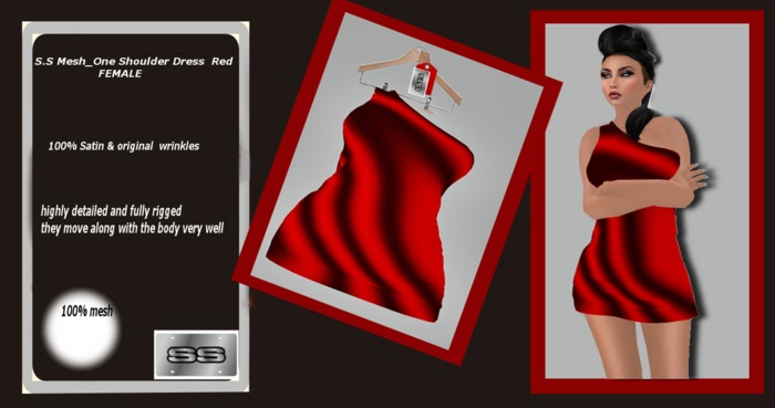 S.S Mesh_One Shoulder Dress  Red