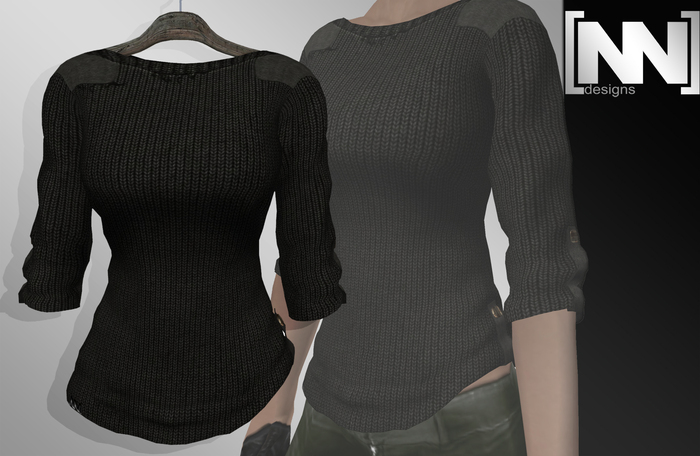 [nn] -Mesh Army Sweater -black
