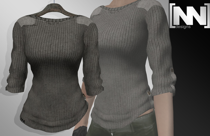 [nn] -Mesh Army Sweater -grey