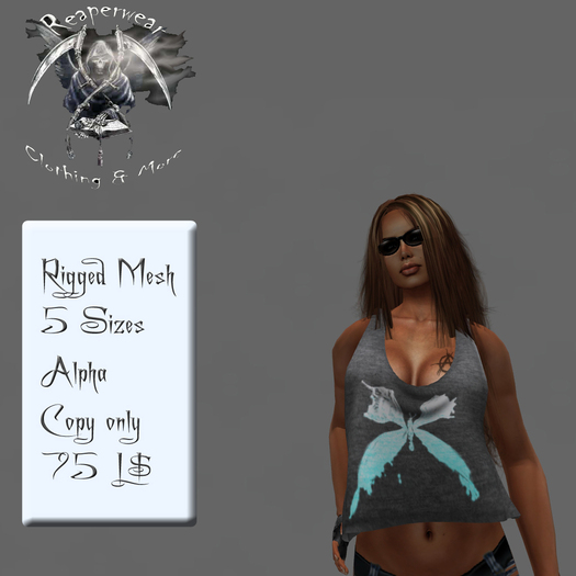 *RW* Ladies Loose Tank Butterfly - Rigged Mesh