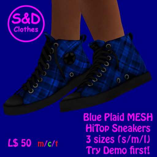 S&D HiTop Sneakers Mesh Blue Plaid
