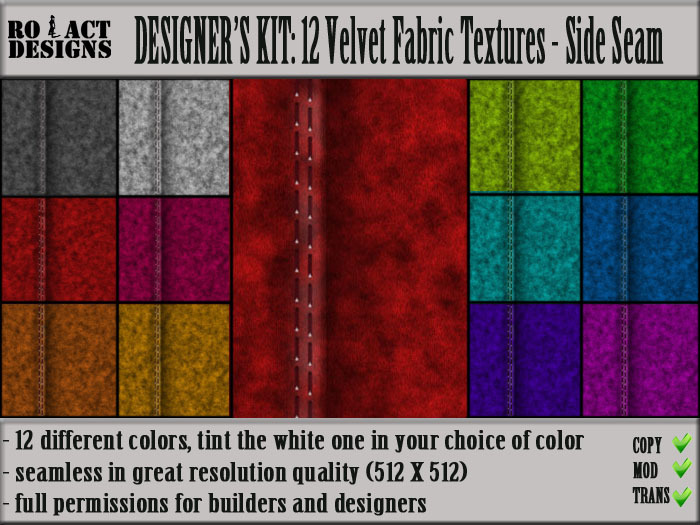Ro!Act Designs 12 Velvet Textures - Seam Stitch