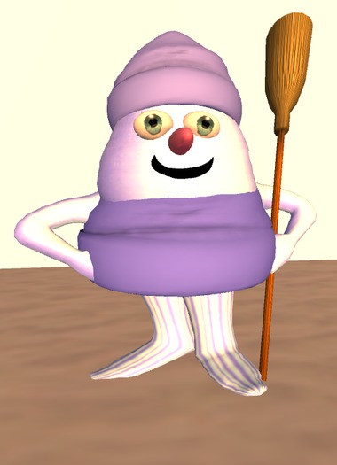 snow man with broom 