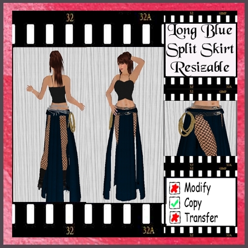 Long Blue Split Skirt