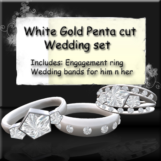 White Gold Penta Cut Wedding Set