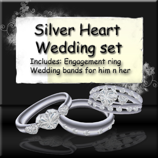 Silver Heart Wedding Set