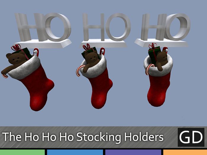 HO HO HO Stocking Holders Silver
