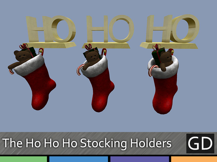HO HO HO Stocking Holders Gold