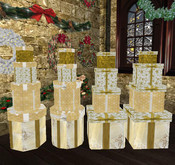 Mesh:Gift Box Stack 4x4 row Gold Stars Patterns