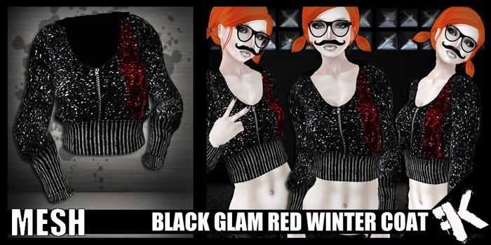 FK! - Winter Coat - Black Glam Red
