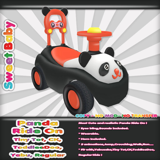 Sweet Baby - Panda Ride On - Black