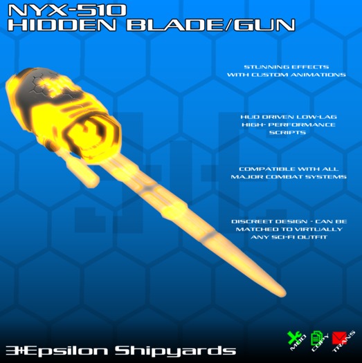 Second Life Marketplace Epsilon Shipyards NYX510 Hidden Blade / Gun