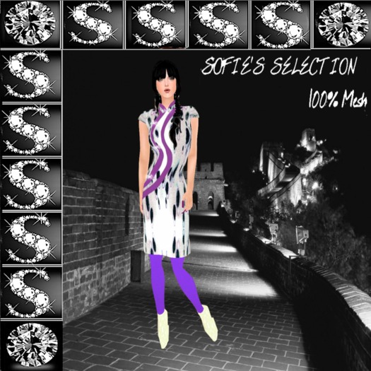 <S> Mesh Cheongsam Dress (off white)