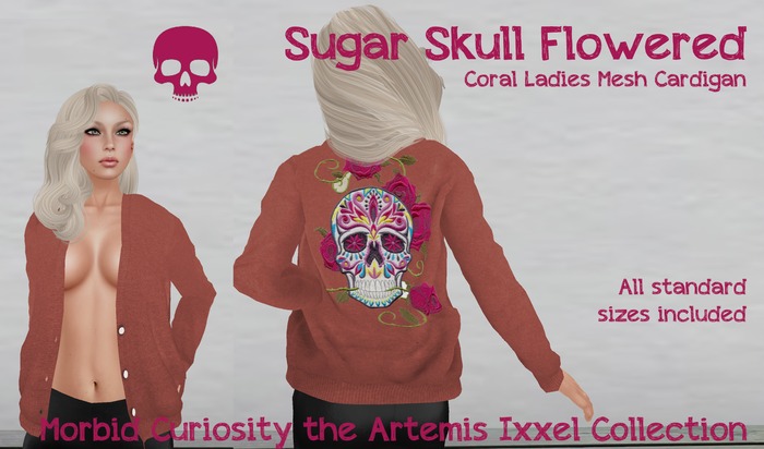 Morbid Curiosity FlowerSkull Cardi coral