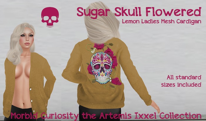 Morbid Curiosity FlowerSkull Cardi Lemon