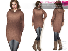 FULL PERM CLASSIC RIGGED MESH Women's Female V-Neck Long Sleeve Oversized Hooded Sweater Jumper Tunic - 5 TEXTURES