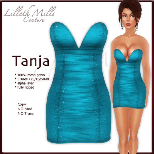 LMC TANJA - fully Rigged Mesh Cocktail Dress - Teal 