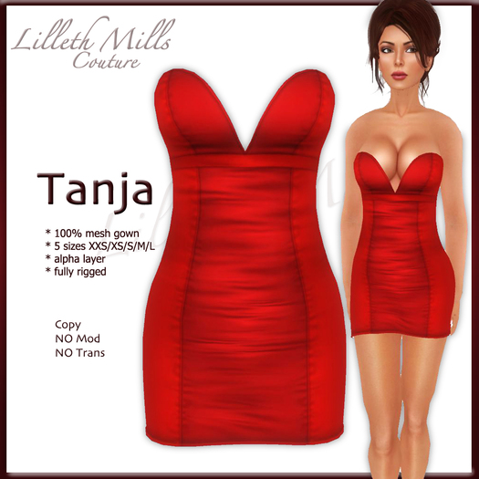 LMC TANJA - fully Rigged Mesh Cocktail Dress - Red 