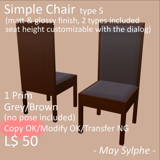 - May Sylphe - Simple Chair S Grey/Brown glossy