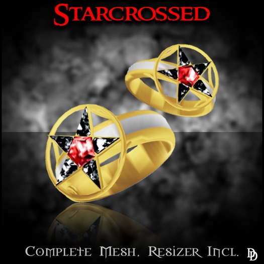 Dare Designs:  Starcrossed ring set - gold/garnet