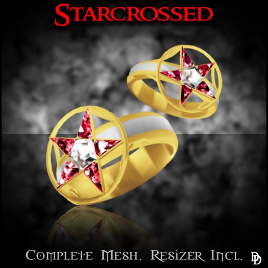 Dare Designs:  Starcrossed ring set - gold/diamond