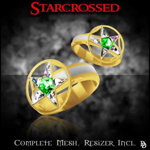 Dare Designs:  Starcrossed ring set - gold/emerald