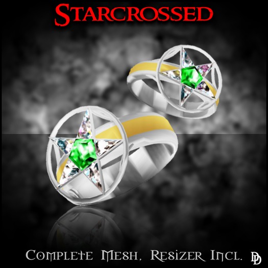 Dare Designs:  Starcrossed ring set - platinum/emerald