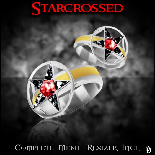 Dare Designs:  Starcrossed ring set - platinum/garnet