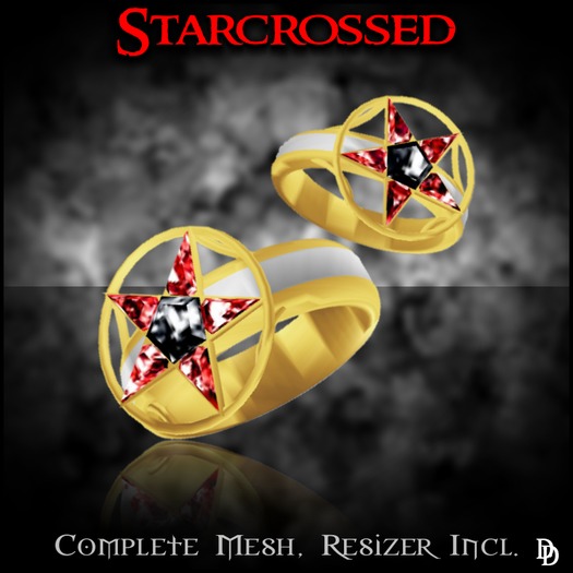 Dare Designs:  Starcrossed ring set - gold/onyx