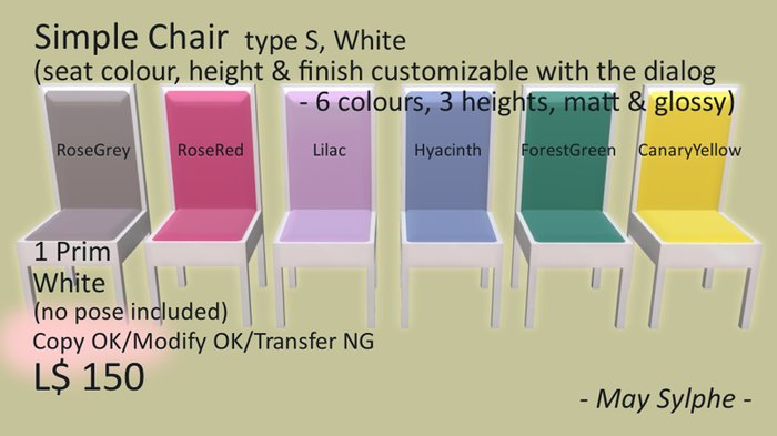 - May Sylphe - Simple Chair S 6Colours/White